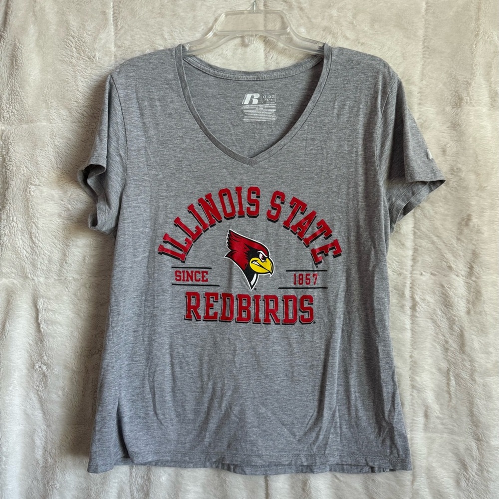 Russell Illinois State Redbirds Gray V-Neck T-Shirt